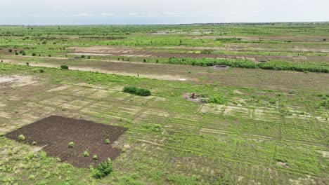 Rückwärts-Luftaufnahme-Von-Riesigen-Und-Fruchtbaren-Subsistenzlandwirtschaftsflächen-In-Nigeria