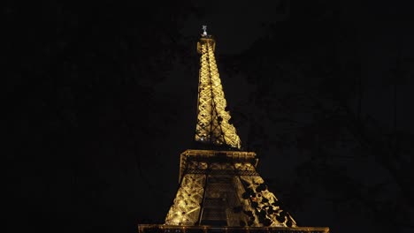 Lift-Takes-People-to-Upper-Levels-of-Eiffel-Tower-at-Night