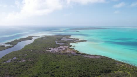 Mangrovenwald-Und-Türkisfarbene-Lagune-Bei-Los-Roques,-Luftaufnahme