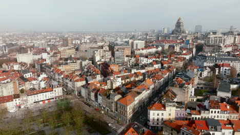 Aerial-View-Of-City-Of-Brussels-In-Belgium-On-Sunny-Day