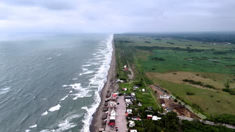 Drone-shot-of-veracruz-sea-shore-near-Tecolutla-Mexico