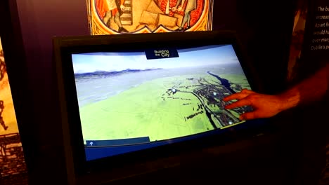 Interactive-screen-shows-representation-of-medieval-city-of-Dublin-at-Dublinia-Museum