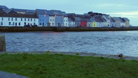 Slow-motion-shot-of-"The-Long-Walk"-and-Corrib-river-from-Claddagh-Basin-in-Galway