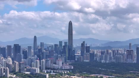 Luftaufnahme-Von-Hochhäusern-Im-Bezirk-Futian,-Shenzhen,-Guangdong,-China