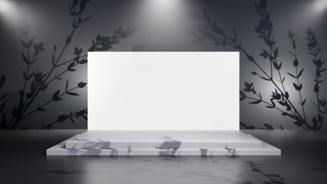Bühnenmodell-Mit-Weißem-Bildschirm-Und-Lichtern-Auf-Schwarzem-Hintergrund