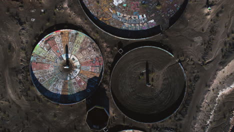 Top-Down-Aerial-View,-Three-Kids-Mine-Defunct-Open-pit-Manganese-Mine-in-Henderson,-Nevada