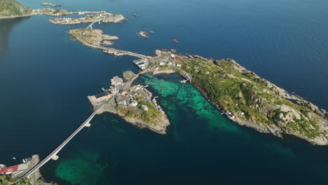 Luftaufnahme-über-Brücken-Auf-Den-Lofoten-Inseln-In-Norwegen