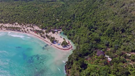 Orbit-shot-of-Cano-Frio-river-in-Las-Galeras,-Samana,-Dominican-Republic