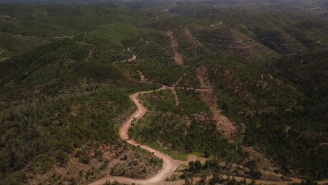 Arial-of-Mountains-in-algarve,-portugal-in-4k