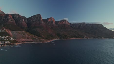 Twelve-Apostles-Mountains-At-Sunset-In-Cape-Town---Aerial-Drone-Shot