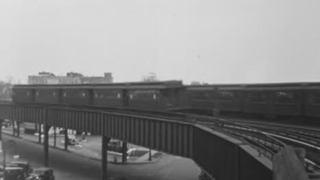 Eisenbahn-über-New-York-City-An-Einem-Sonnigen-Tag-In-Den-1930er-Jahren