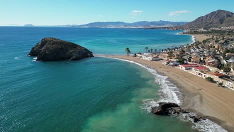 Playa-Y-Costa-De-Puerto-De-Mazarrón-En-Murcia,-España---Antena-4k