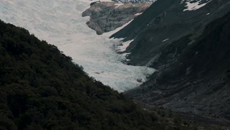 Glacier-In-The-Mountains-In-Patagonia,-Argentina---Drone-Shot