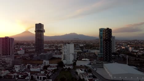 Modern-HIgh-rise-Architecture-Buildings-of-Puebla-Downtown-at-golden-sunrise