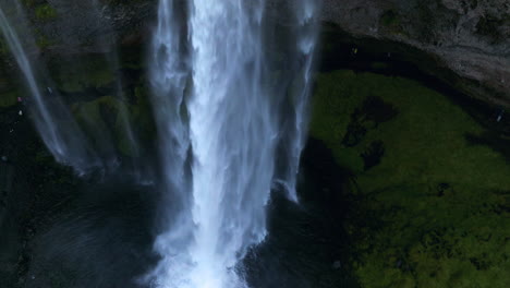 Close-up-Of-Water-From-Seljalands-River-Cascading-Down-On-Seljalandsfoss-Waterfall
