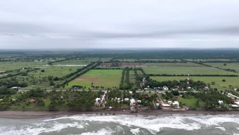 Drone-shot-of-Veracruz-beach-and-fields