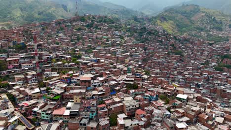 Drone-aerial-footage-of-Medellín-Comuna-13-San-Javier-Colombia-South-American-city