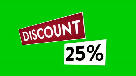 Discount-25%-percent-text-animation-motion-graphics-suitable-for-your-flash-sales,black-Friday,-shopping-projects-business-concept-on-green-screen