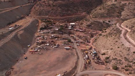 Aerial-View-of-Jerome-Ghost-Town,-Gold-King-Mine,-Arizona-USA