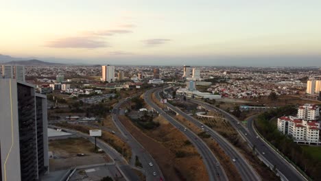 Several-highway-roads-in-suburb-area-of-Puebla-at-sunset
