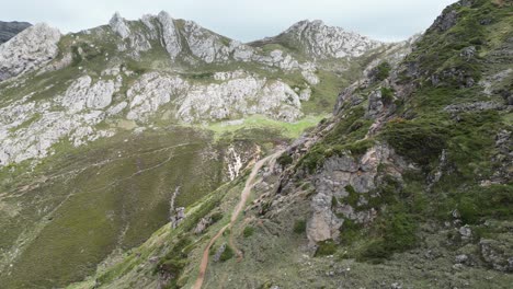 Somiedo-National-Park-Mountain-Landscape-in-Asturias,-North-Spain---Aerial-4k