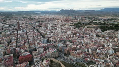 Aerial-View-of-Alicante-City-and-Buildings-at-Costa-Blanca,-Spain