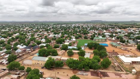 Static-aerial-shot-of-beautiful-rural-settlement-in-southern-Niger