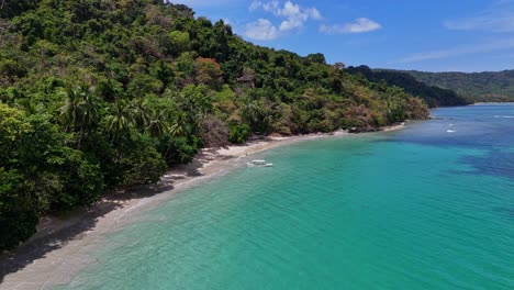 Drohnenaufnahmen-Von-Einem-Tropischen-Strand-In-Der-Nähe-Von-Palawan-Auf-Den-Philippinen