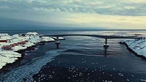 Luftaufnahme-Der-Lofoten-Inseln,-Wunderschöne-Landschaft-Im-Winter