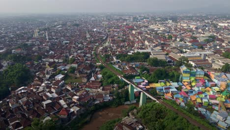 Confronting-the-Urban-Nightmare:-Battling-Pollution-in-Indonesia's-Overpopulated-Areas,-areal-4k-drone-footage