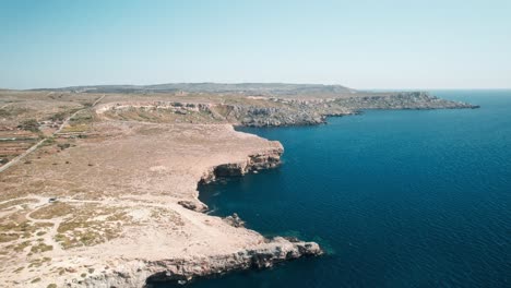 Aerial,-Drone,-cliffs,-coast-of-Malta