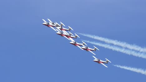 Formationsvorbeiflug-Des-Snowbirds-Teams-Der-Royal-Canadian-Air-Force-Bei-Einer-Flugschau