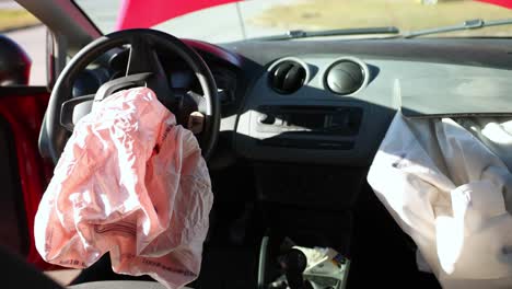 Ausgelöste-Airbags-Nach-Frontalzusammenstoß.---Enthüllungsfoto