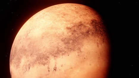 Detaillierte-Oberfläche-Des-Rotierenden-Planeten-Mars-In-Langsam-Schwenkender-Bewegung