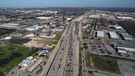 Houston,-Texas-USA,-Aerial-View-of-Traffic-on-I-610-Interstate-Highway-in-South-Neighborhood