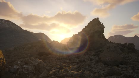 Scenic-view-of-a-rocky,-rugged-peak-and-mountains