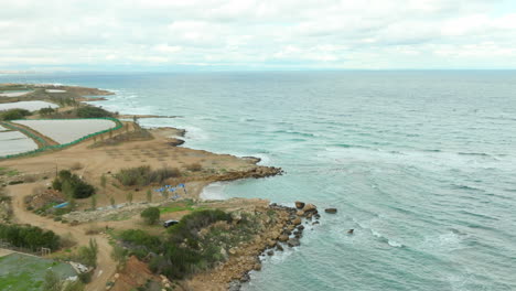 Aerial-View-Of-Remote-Beach-in-Mediterranean-Sea-In-Island-Of-Cyprus