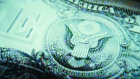 Rotate-around-eagle-of-dollar-bill-with-strong-glitch-static-pattern-distortion
