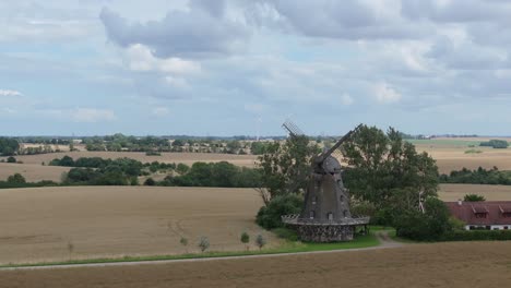 Historic-Windmill-In-Farmland-Near-Countryside-Of-Sweden