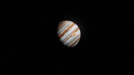 Flotación-Lenta-Hacia-El-Planeta-Júpiter-Con-Superficie-Detallada-Y-Nubes-En-Movimiento
