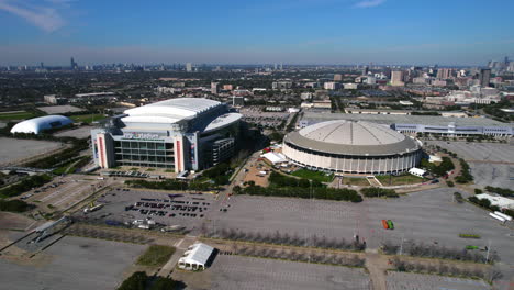 Estadio-De-Fútbol-Nrg-Y-Arena-En-Houston,-Texas,-EE.UU.,-Vista-Aérea-De-Drones