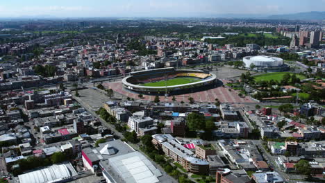 Drone-Shot-of-Estadio-El-Campin,-Main-Football-Stadium-in-Bogota,-Colombia