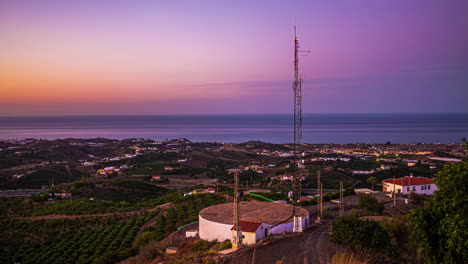 Mediterranean-Sea-Malaga-Spain-elevated-view-time-lapse-Iberian-Peninsula-sunrise