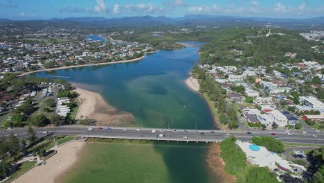 Bridge-Over-Tallebudgera-Creek-On-A-Sunny-Day-In-Gold-Coast,-QLD,-Australia