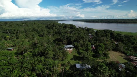 Rural-village-on-the-dense-jungle,-Amazon,-Colombia