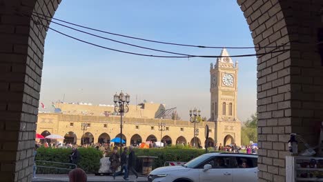Erbil,-Kurdistán-Irak-Mercado-Zoco-Bazar-Y-Torre-Del-Reloj-En-El-Centro