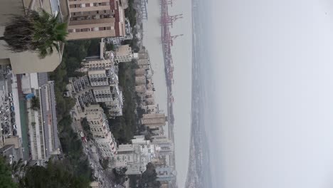 vertical-video,-View-of-Haifa-towards-the-sea,-Haifa-port,-Israel