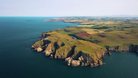 Aerial-Wonders-of-St-Abbs-Head:-Scotland's-Cliffside-Landscape,-United-Kingdom
