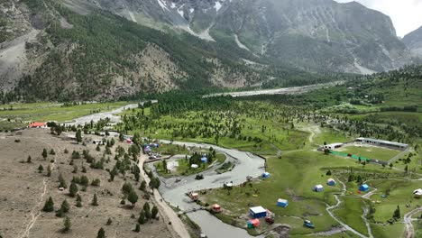 Drone-shot-of-Basho-Valley-in-skardu-view-of-mountains-and-trees-in-the-valley