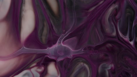 marble-liquid-art,-purple,-silver,-metallic-merging-and-colliding-in-paint-dye-visual